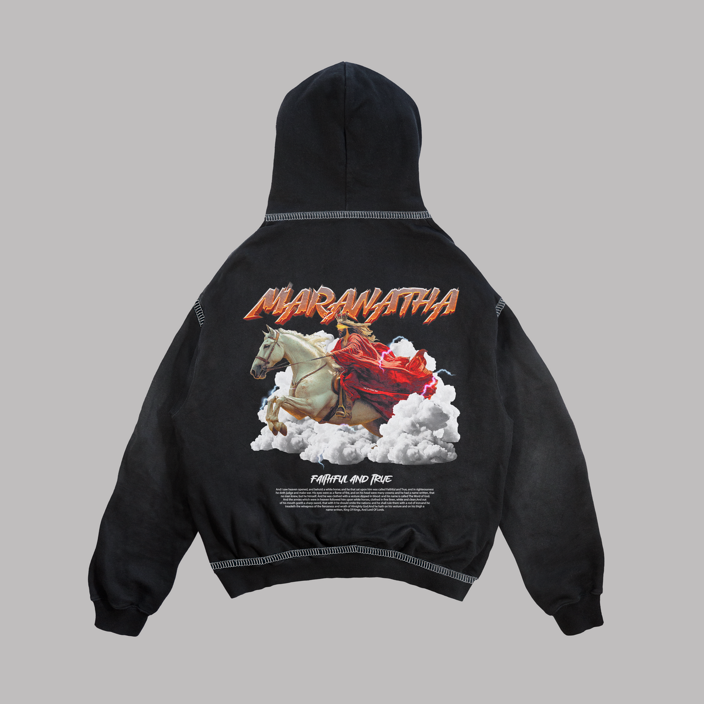 Hoodie Boxy fit costuras en blanco MARANATHA negro
