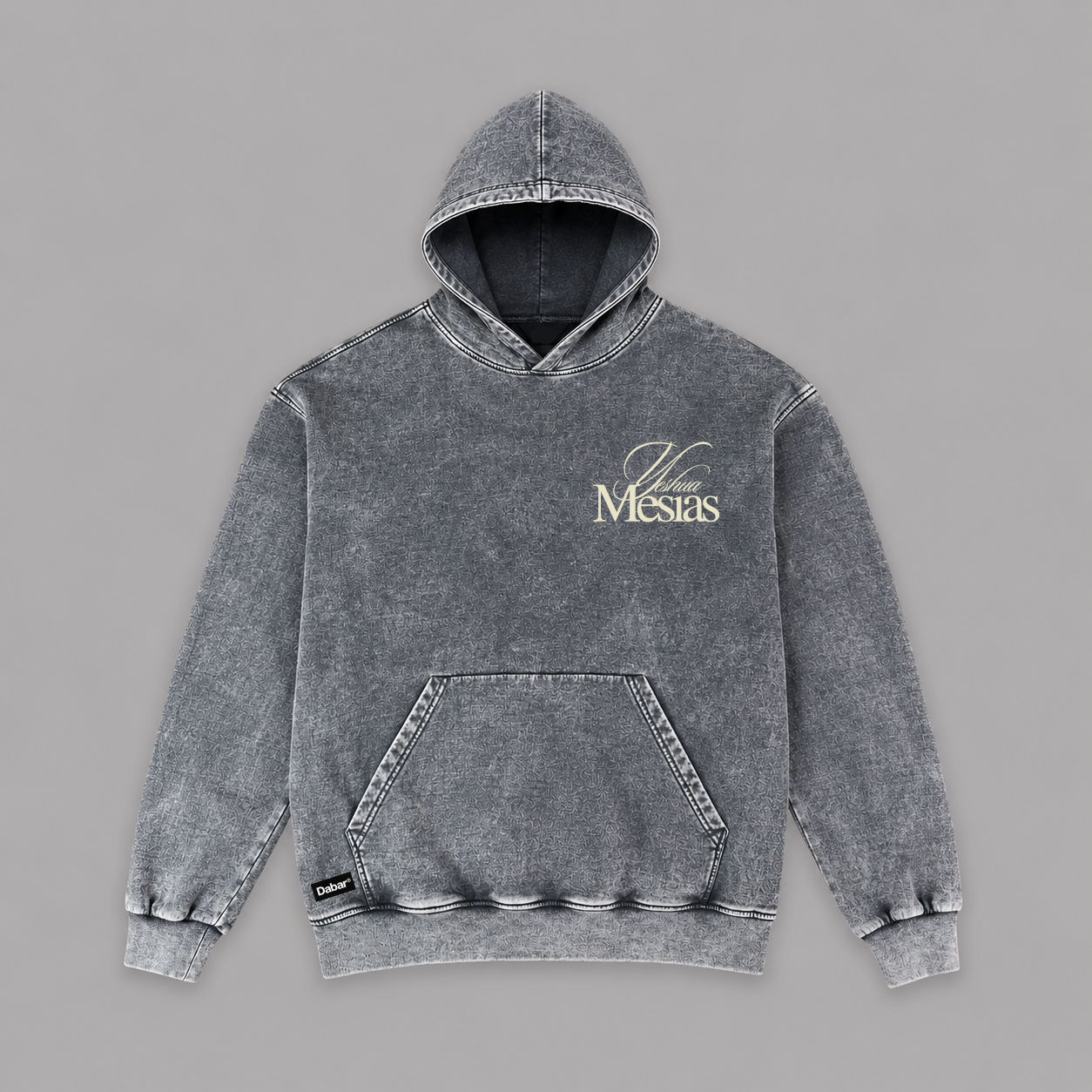 Hoodie Stone wash grey "MESIAS" (Fit Relaxed)