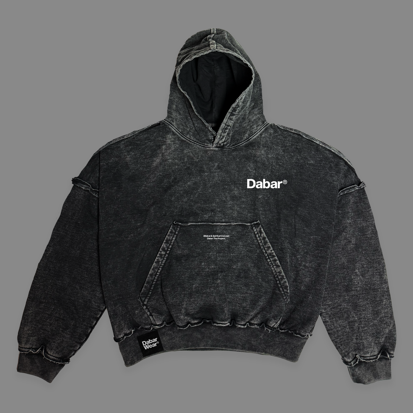 Hoodie Stonewash Distressed "WORTHY" (Fit Boxy)