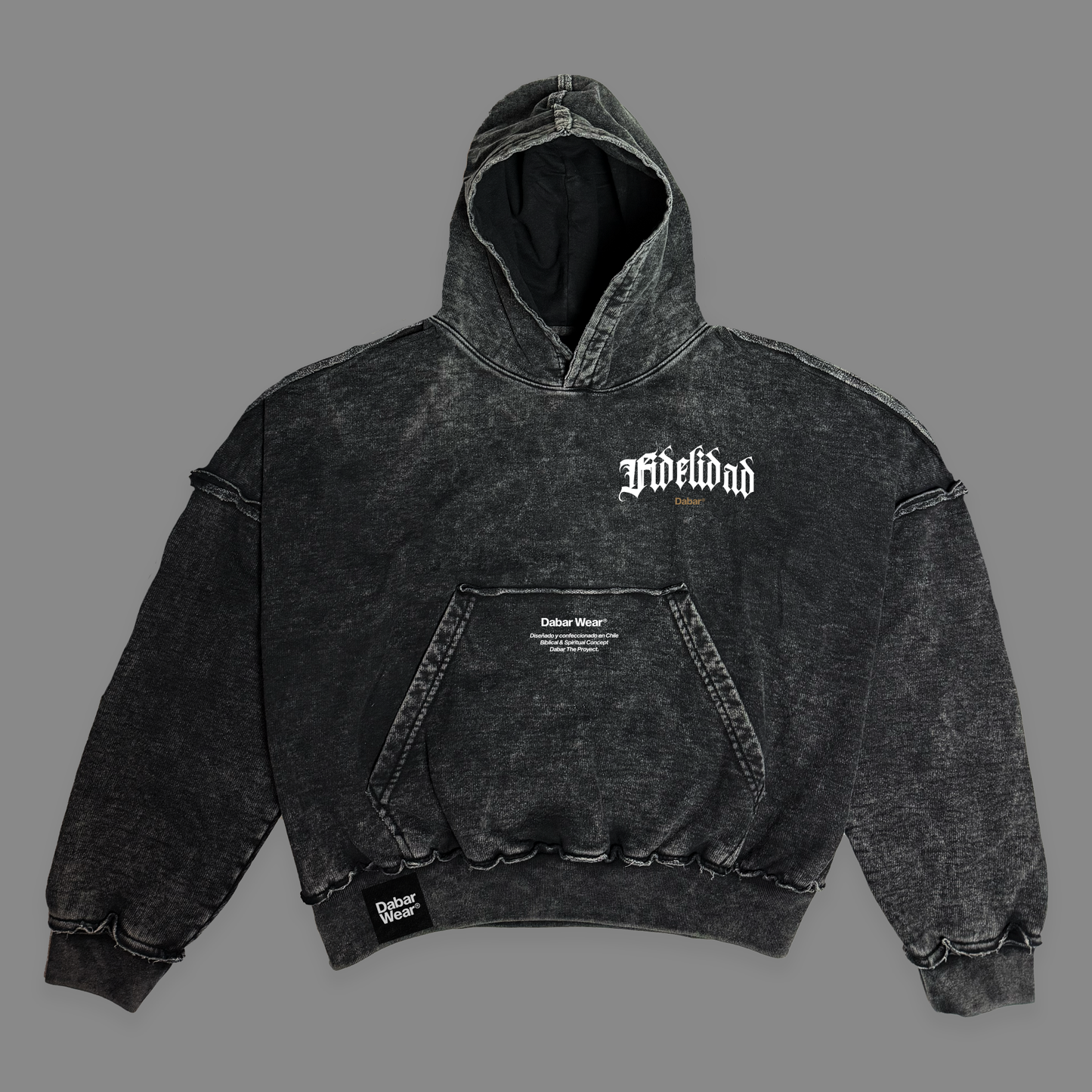 Hoodie Stonewash Distressed "FIDELIDAD" (Fit Boxy)