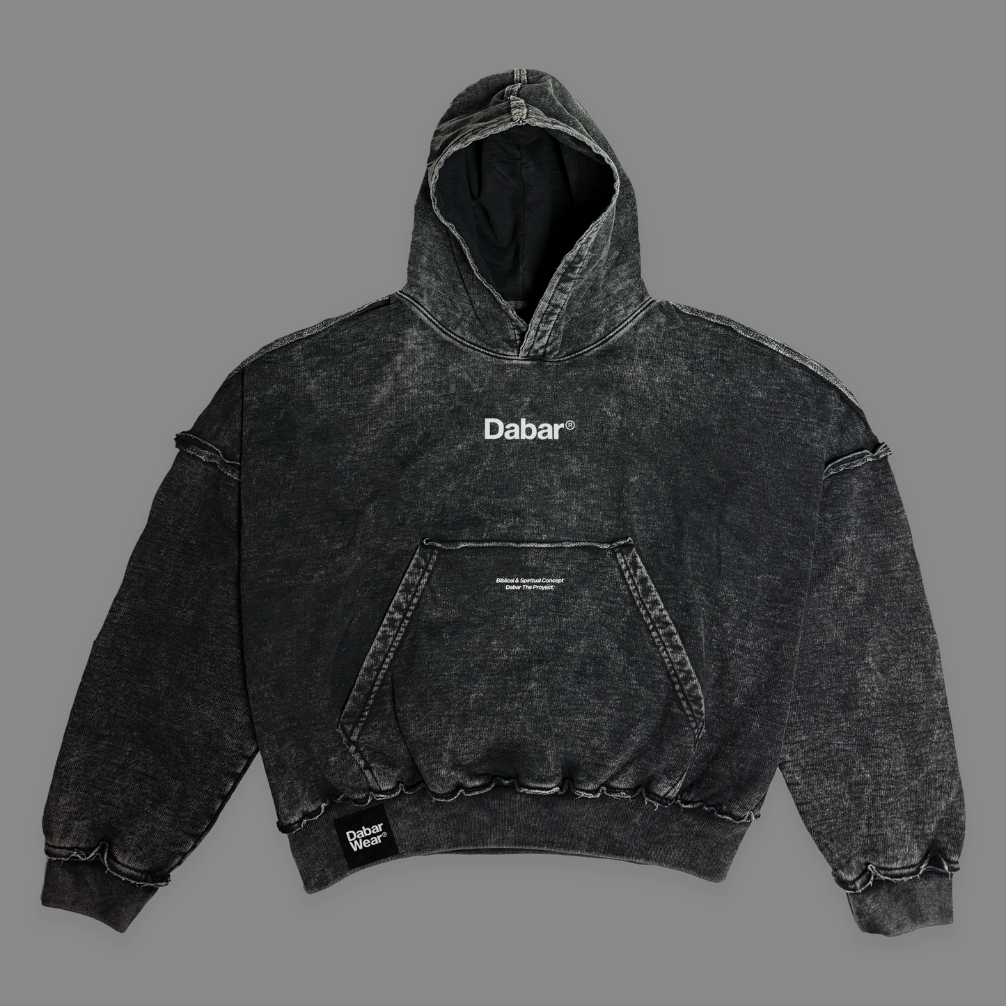 Hoodie Stonewash Distressed "HOLY SPIRIT" (Fit Boxy)