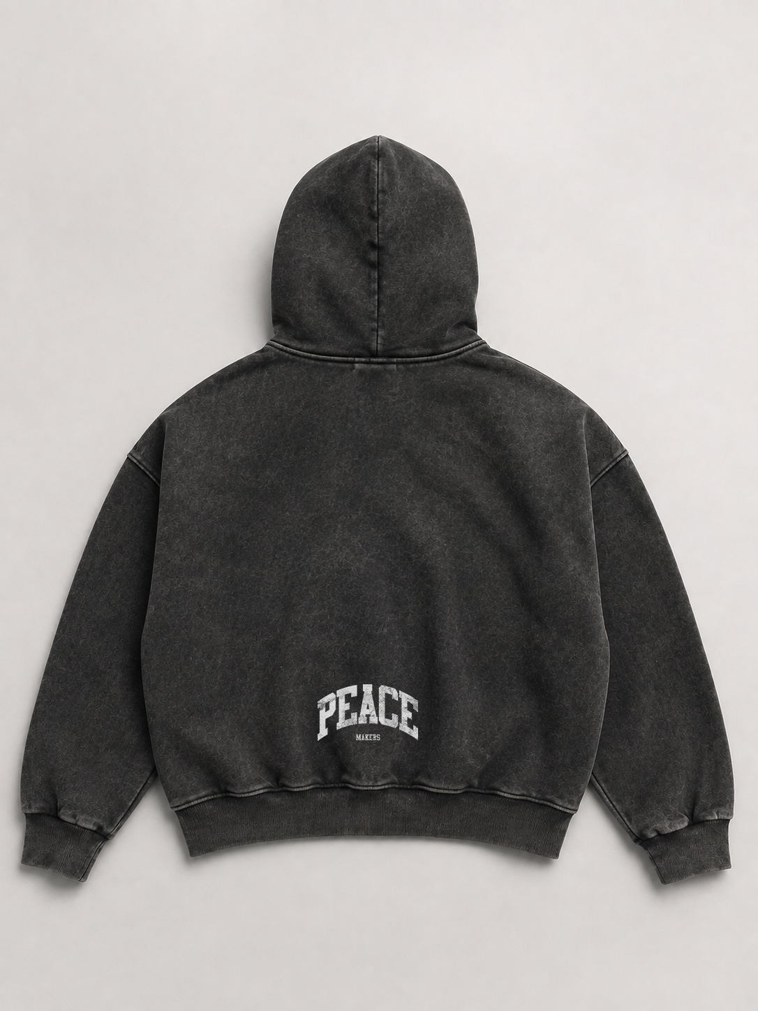 Hoodie Stonewash Black HEAVYWEIGHT "DABAR" (Fit Boxy)