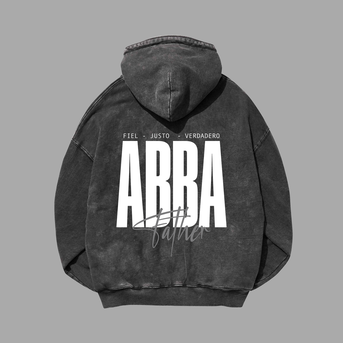 Hoodie Boxy Zip up acid wash negro ABBA