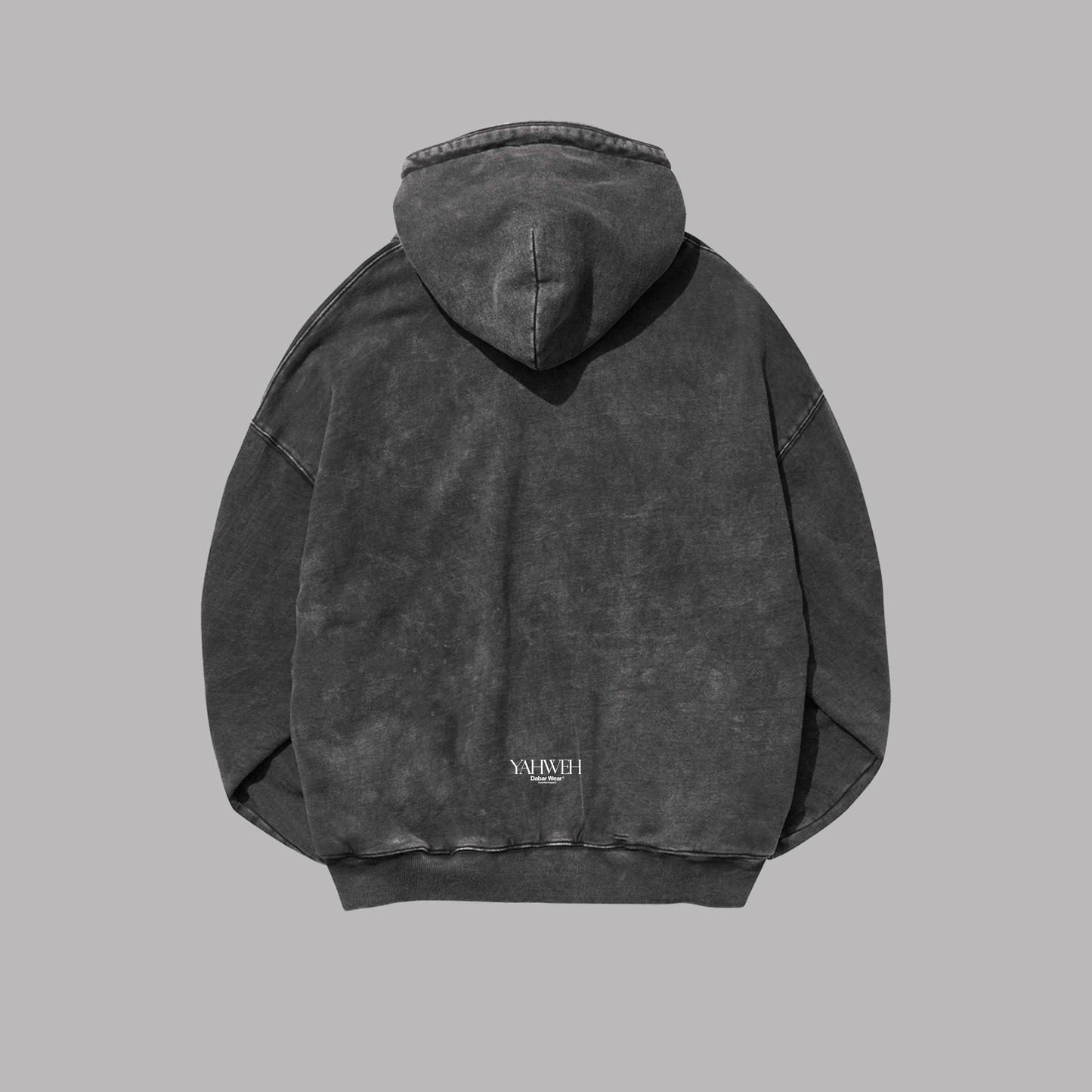 Hoodie Boxy Zip up acid wash negro YAHWEH