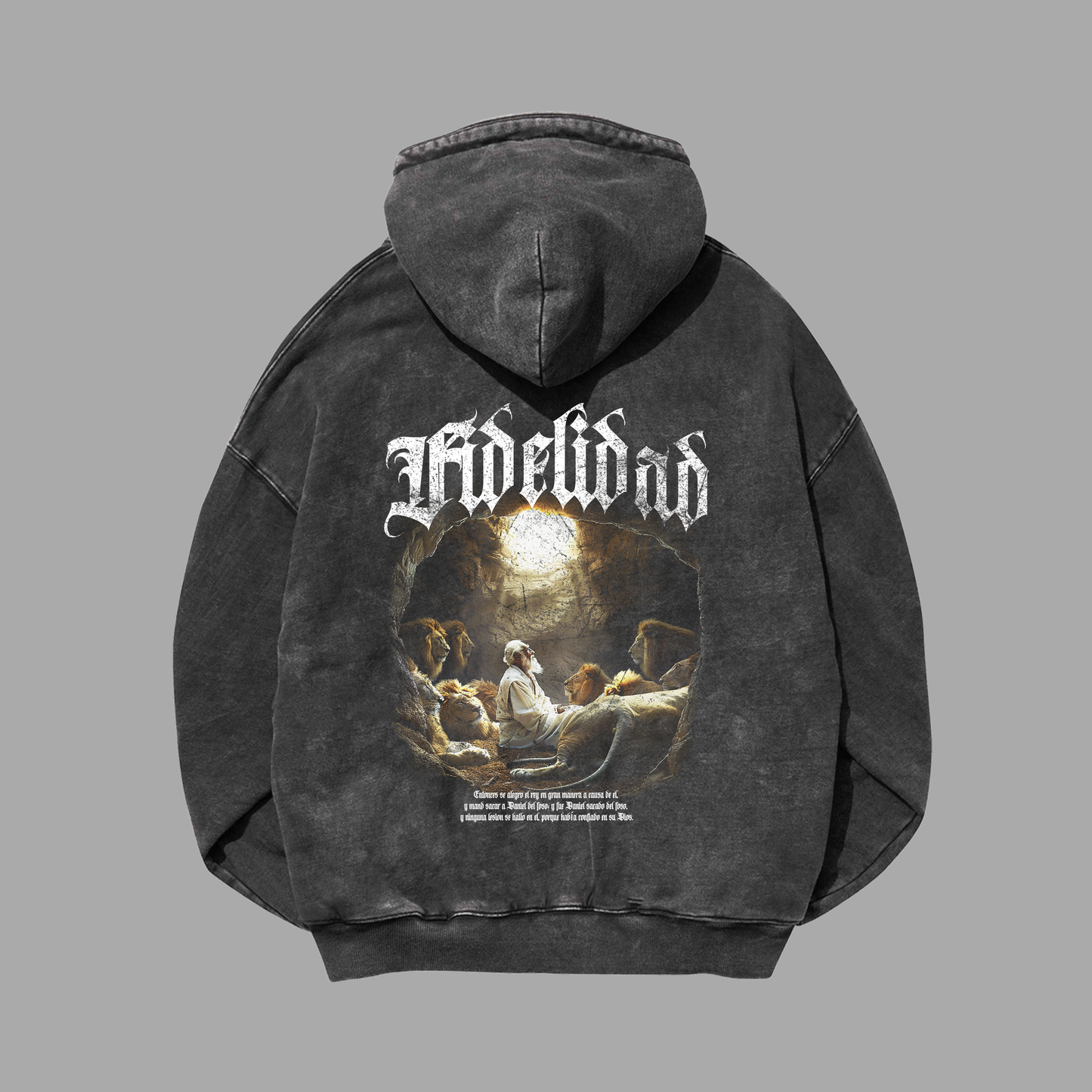 Hoodie Boxy Zip up acid wash negro FIDELIDAD