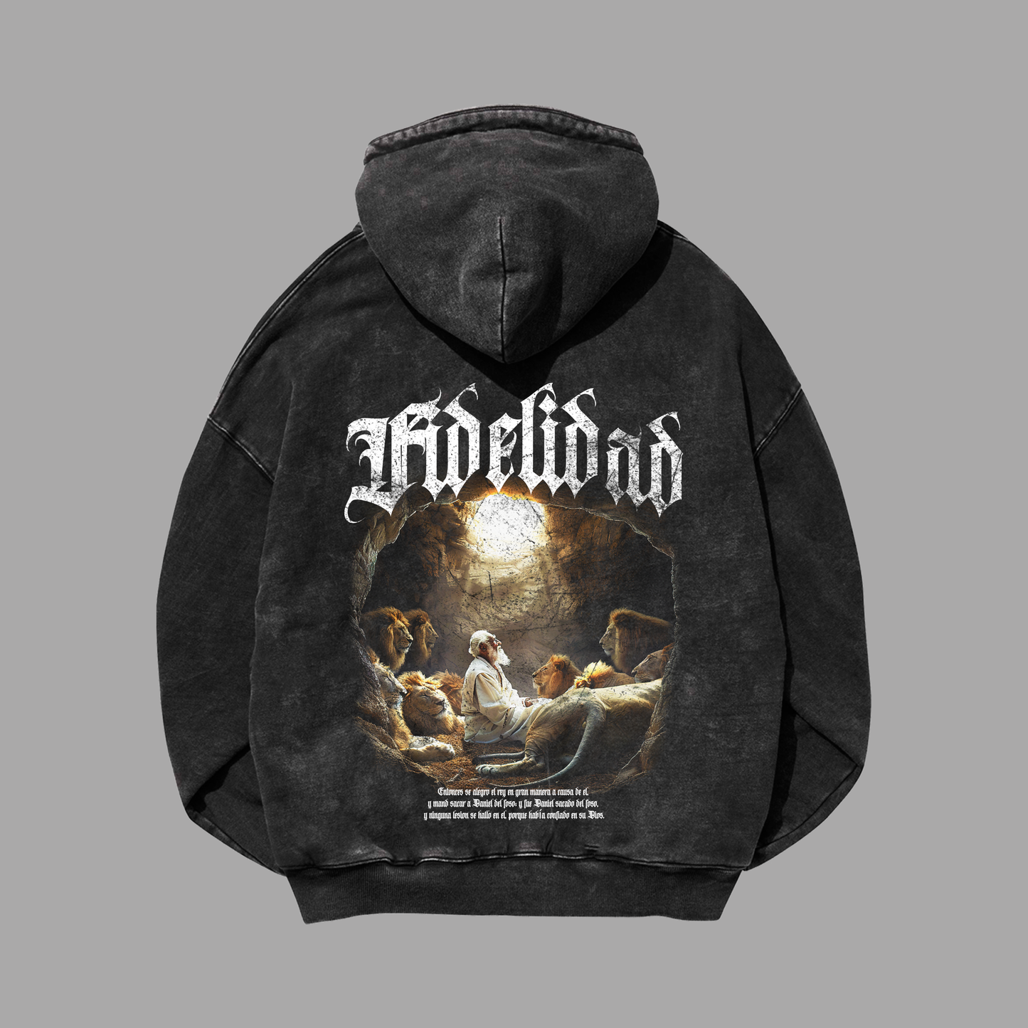 Hoodie Boxy Zip up acid wash negro FIDELIDAD