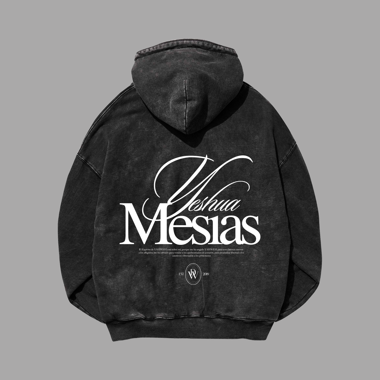 Hoodie Boxy Zip up acid wash negro MESIAS