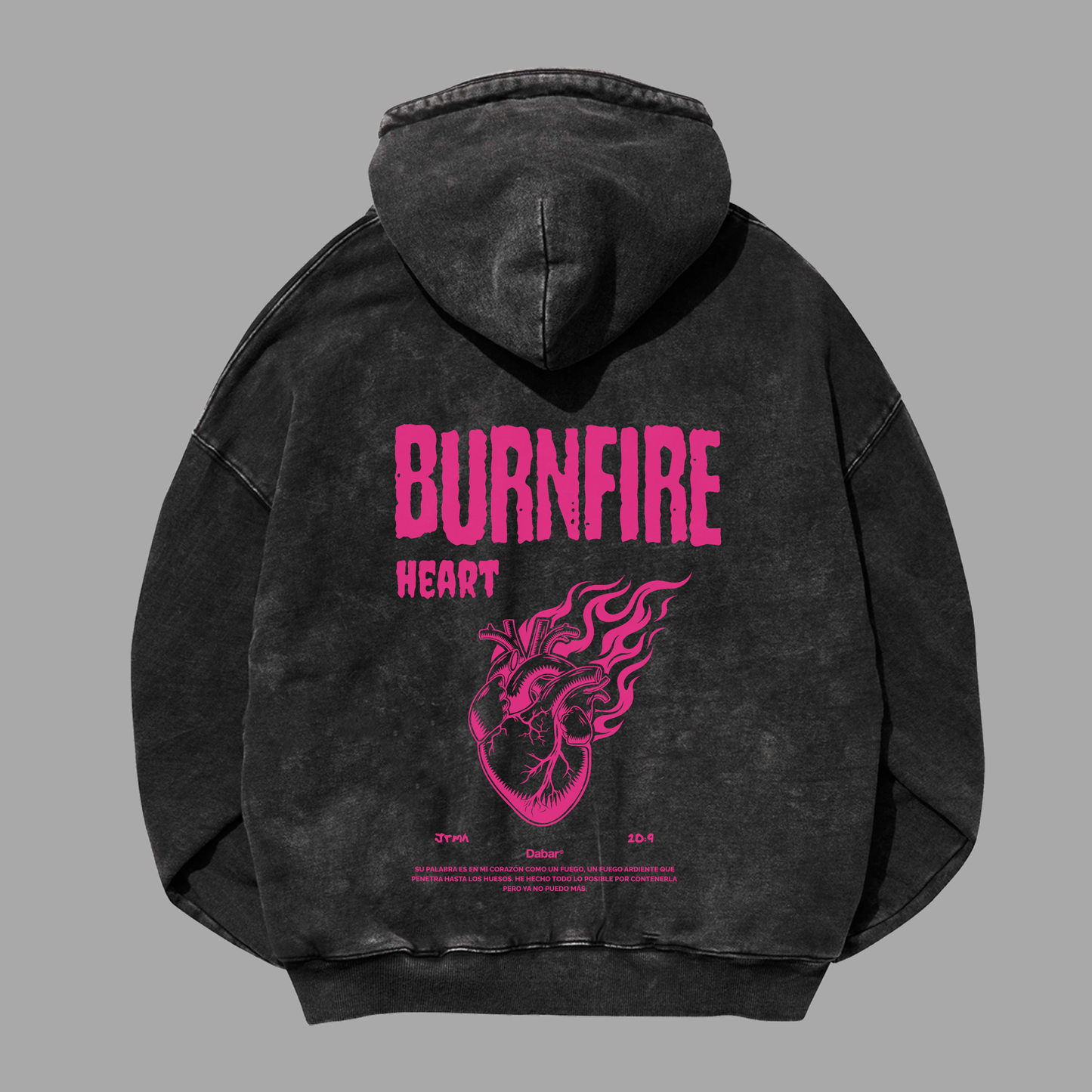 Hoodie Boxy Zip up acid wash BURNFIRE