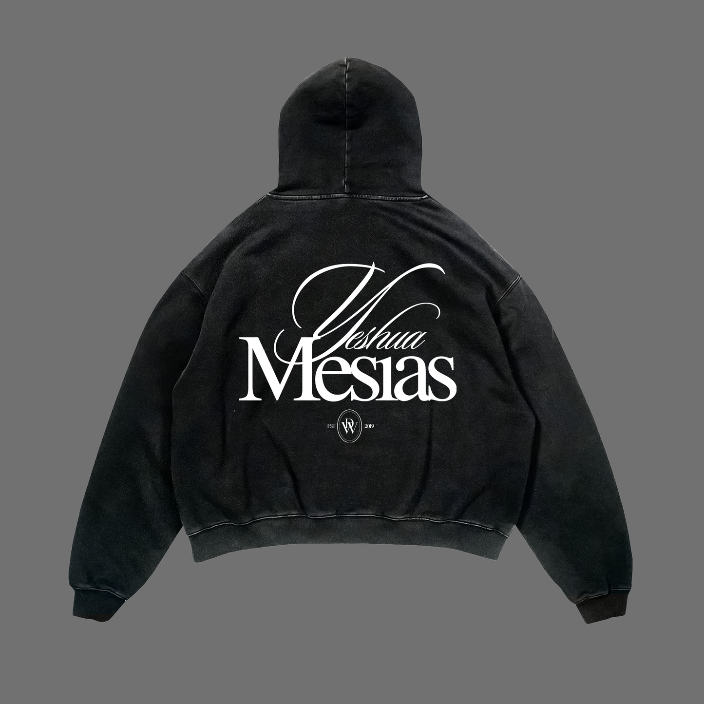 Hoodie Relaxed acid wash negro MESIAS