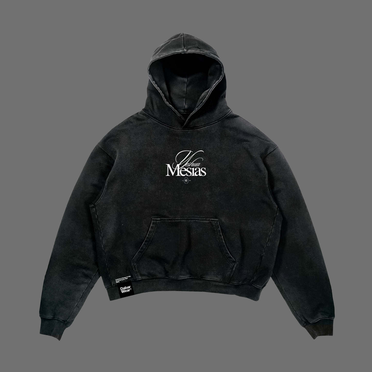 Hoodie Relaxed acid wash negro MESIAS