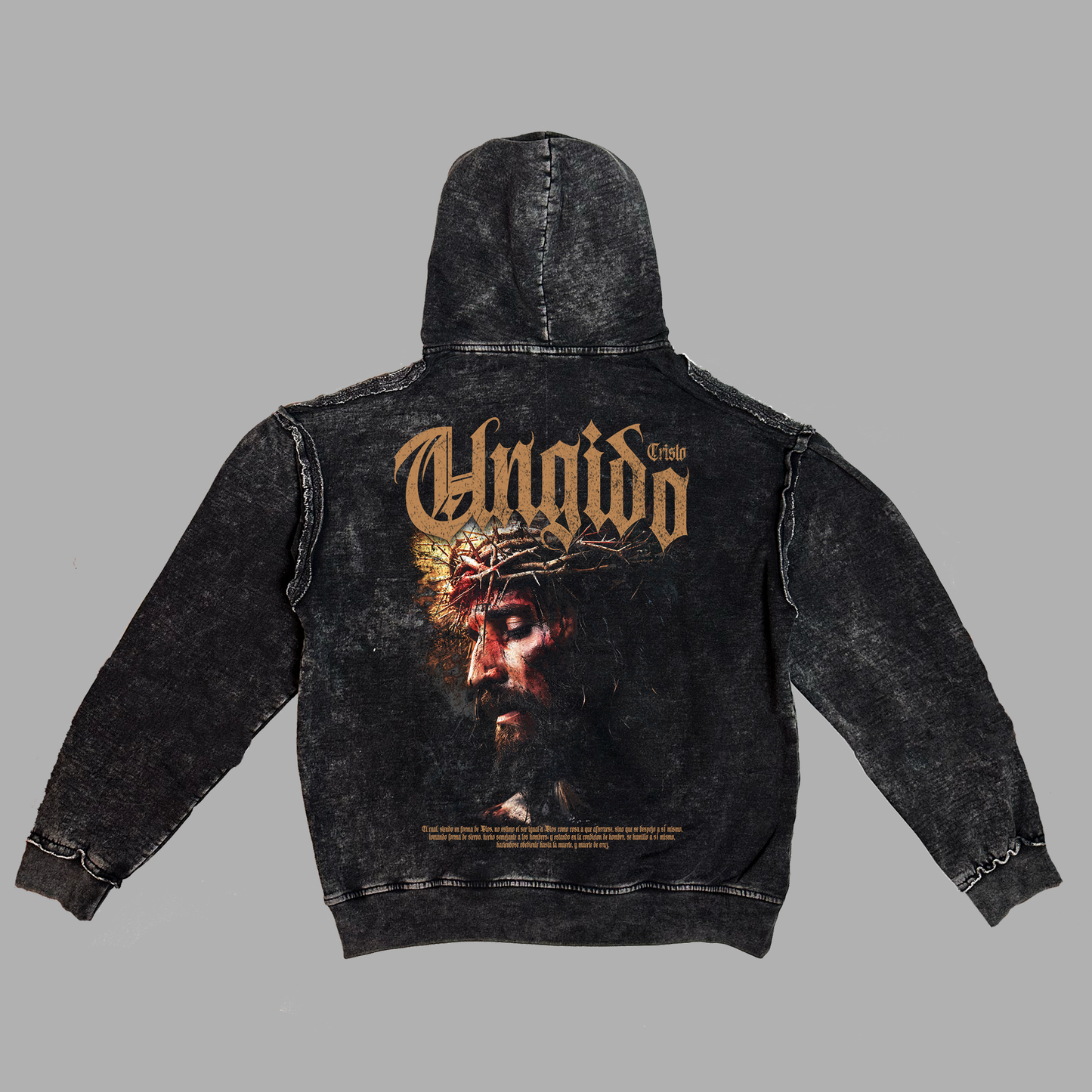 New Hoodie acid wash Oversize costuras a la vista negro UNGIDO
