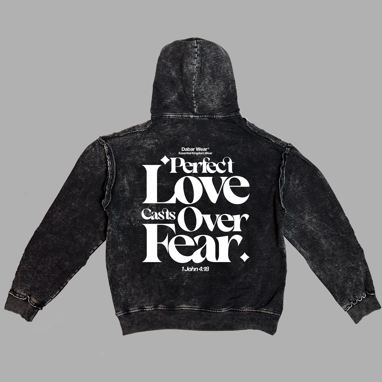 New Hoodie acid wash Oversize costuras a la vista negro PERFECT LOVE