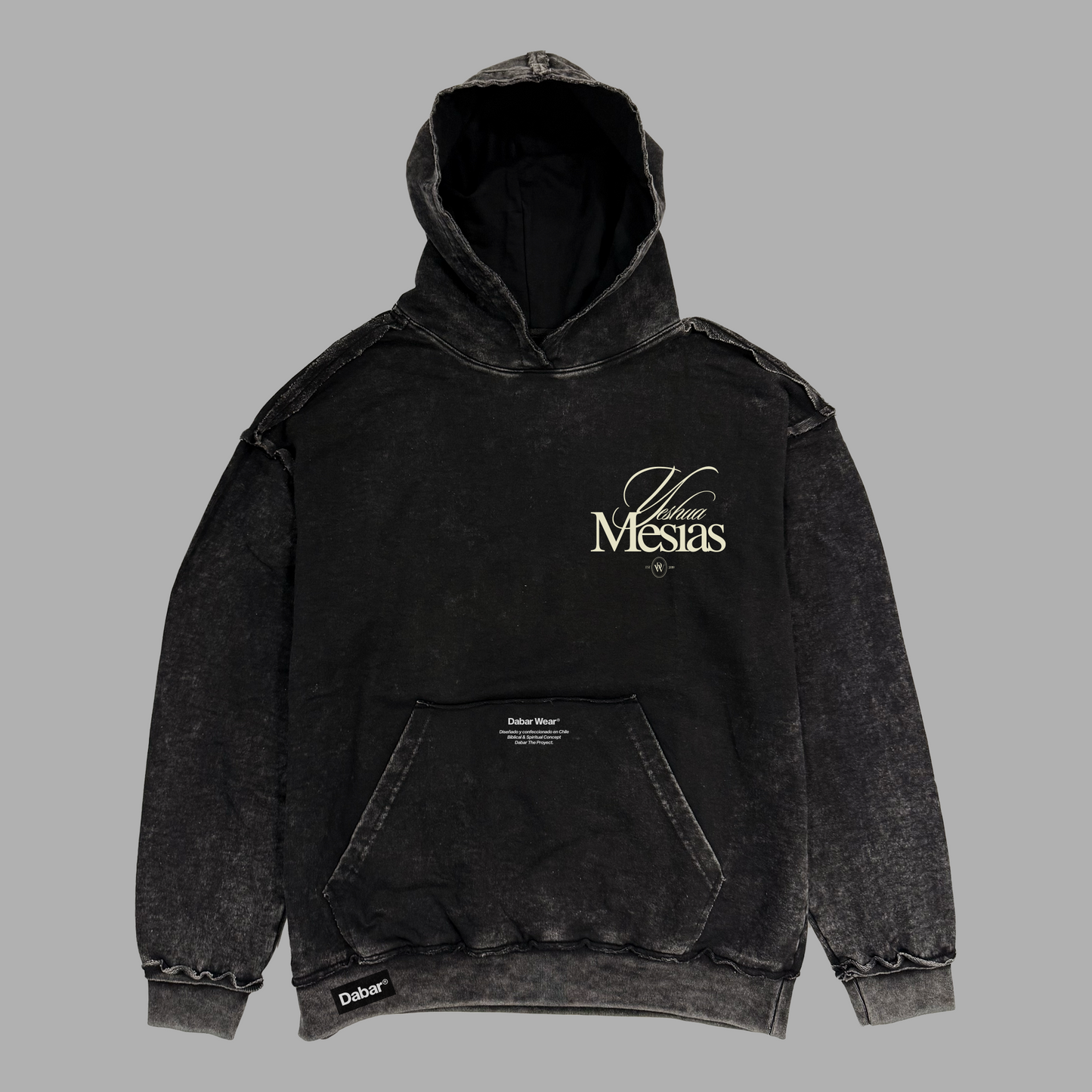 Hoodie Stonewash Distressed “MESIAS” (Fit Relaxed)