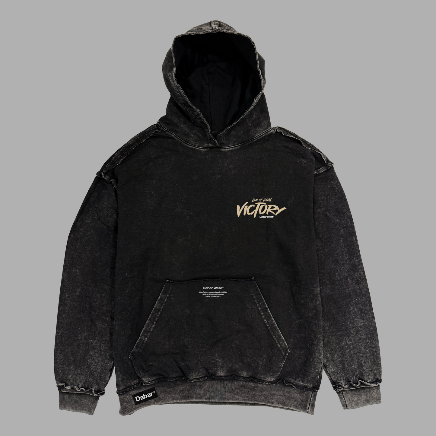 Hoodie Stonewash Distressed “VICTORY” (Fit Relaxed)