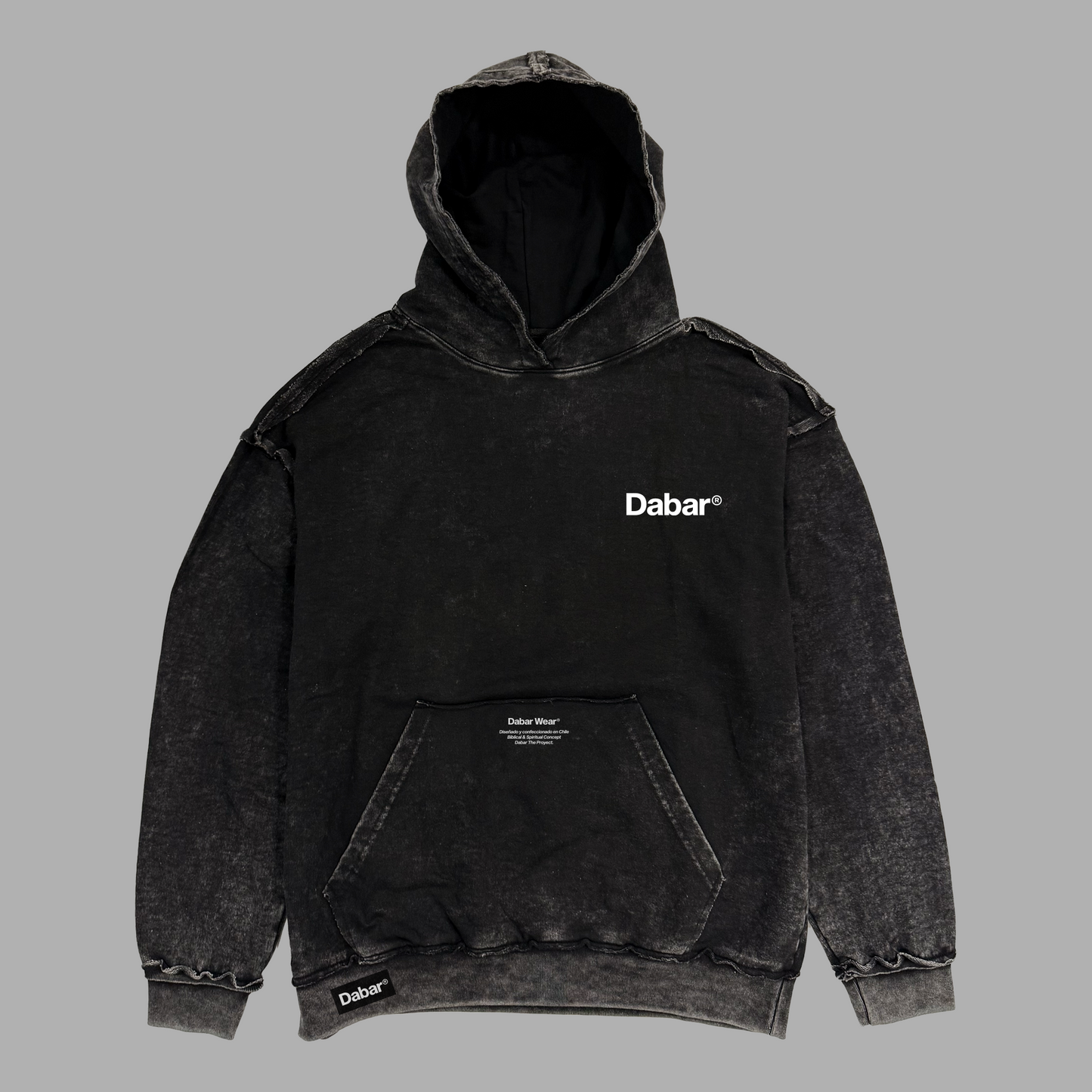 Hoodie Stonewash Distressed Relaxed "WORTHY" (UNISEX)