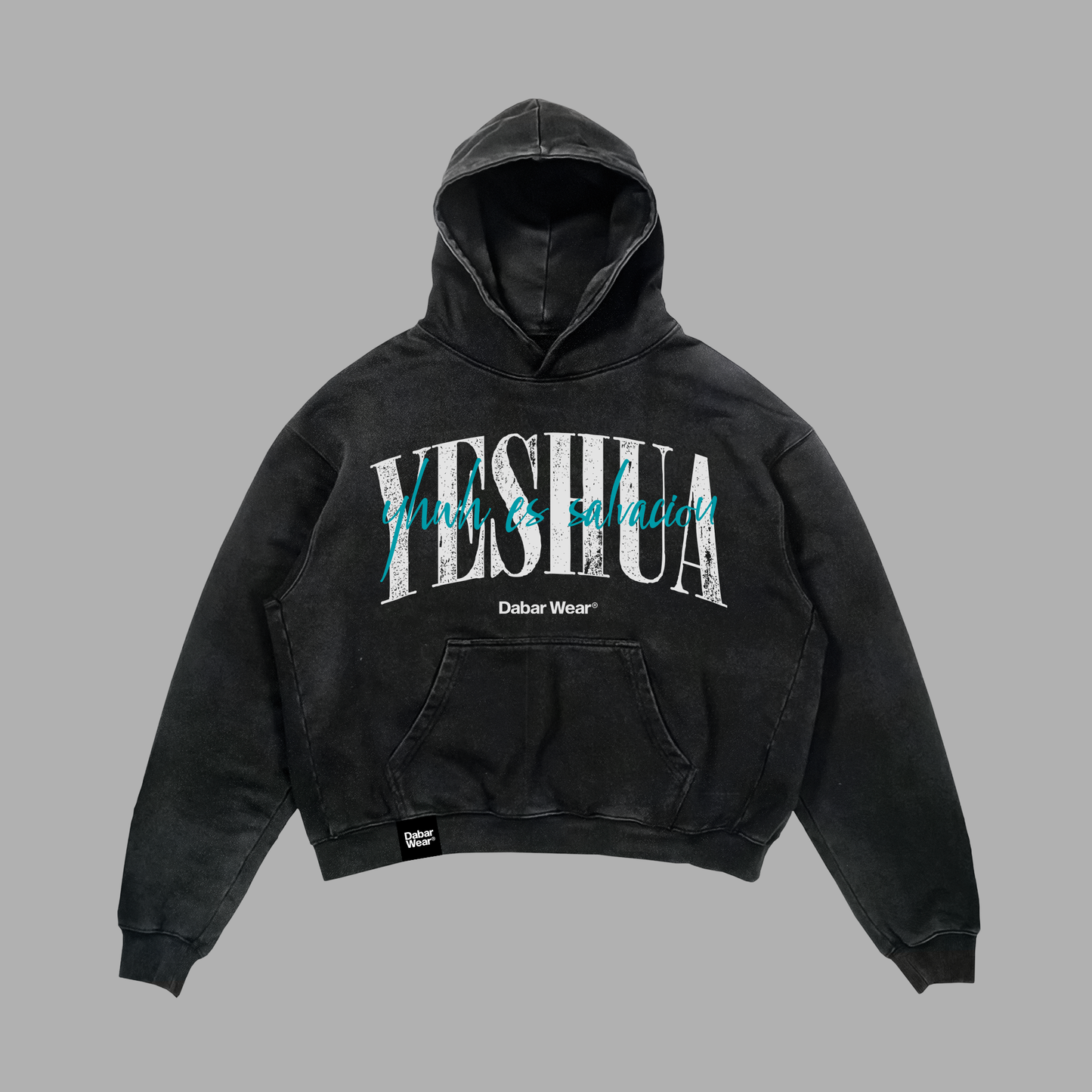 Hoodie Relaxed acid wash negro YESHUA