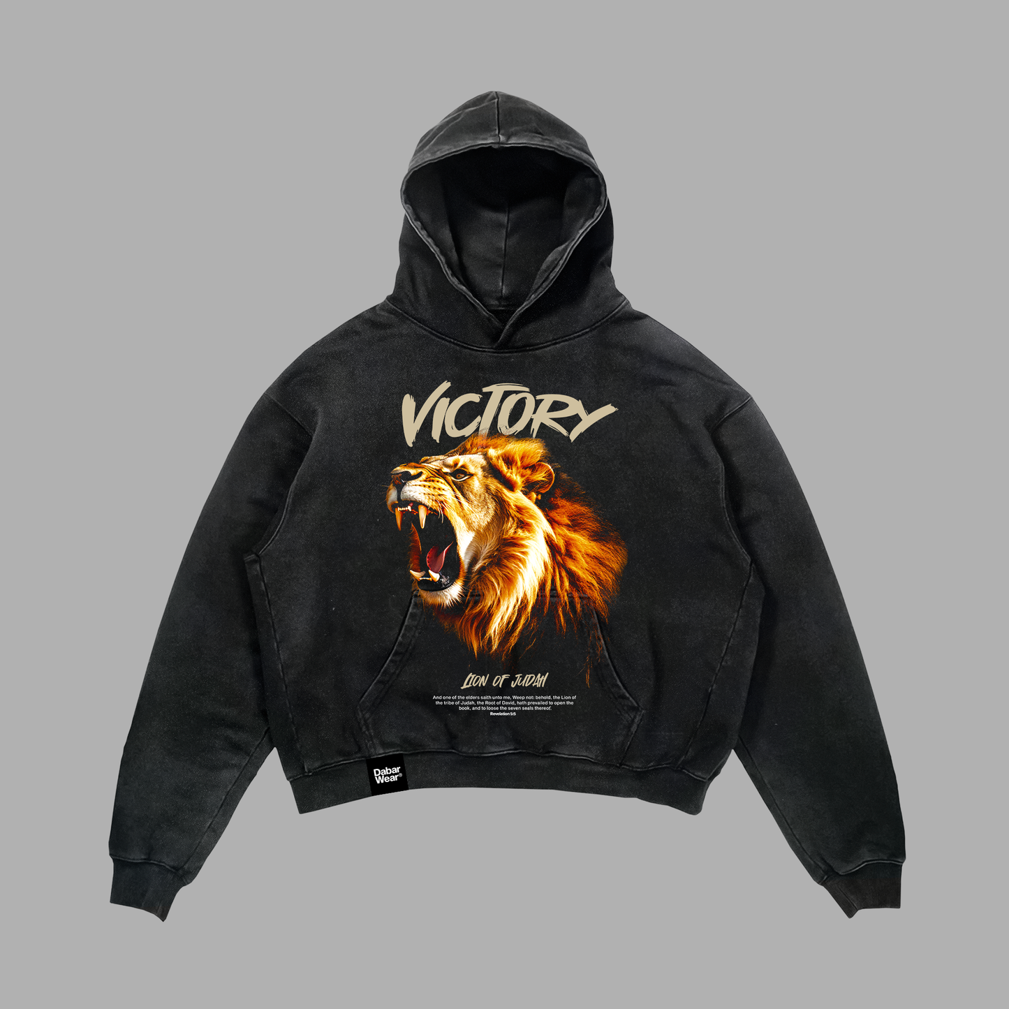 Hoodie Relaxed acid wash negro VICTORY