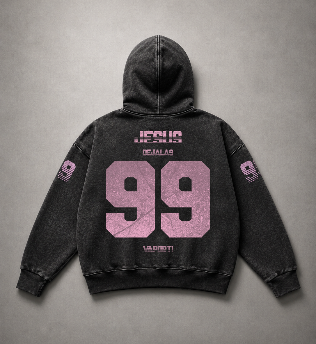 Hoodie Pocketless Stonewash Black HEAVYWEIGHT "99" (Fit Oversize)
