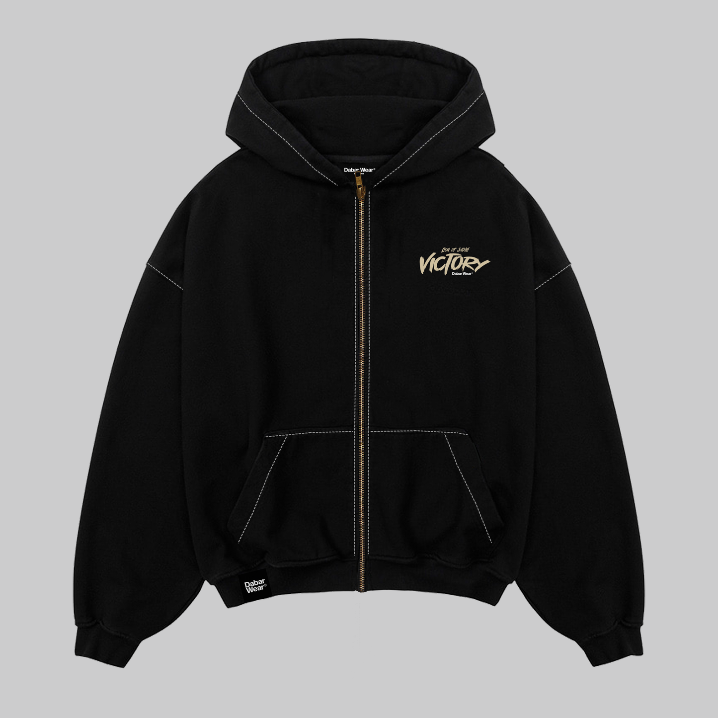 Hoodie Boxy Zip up negro VICTORY