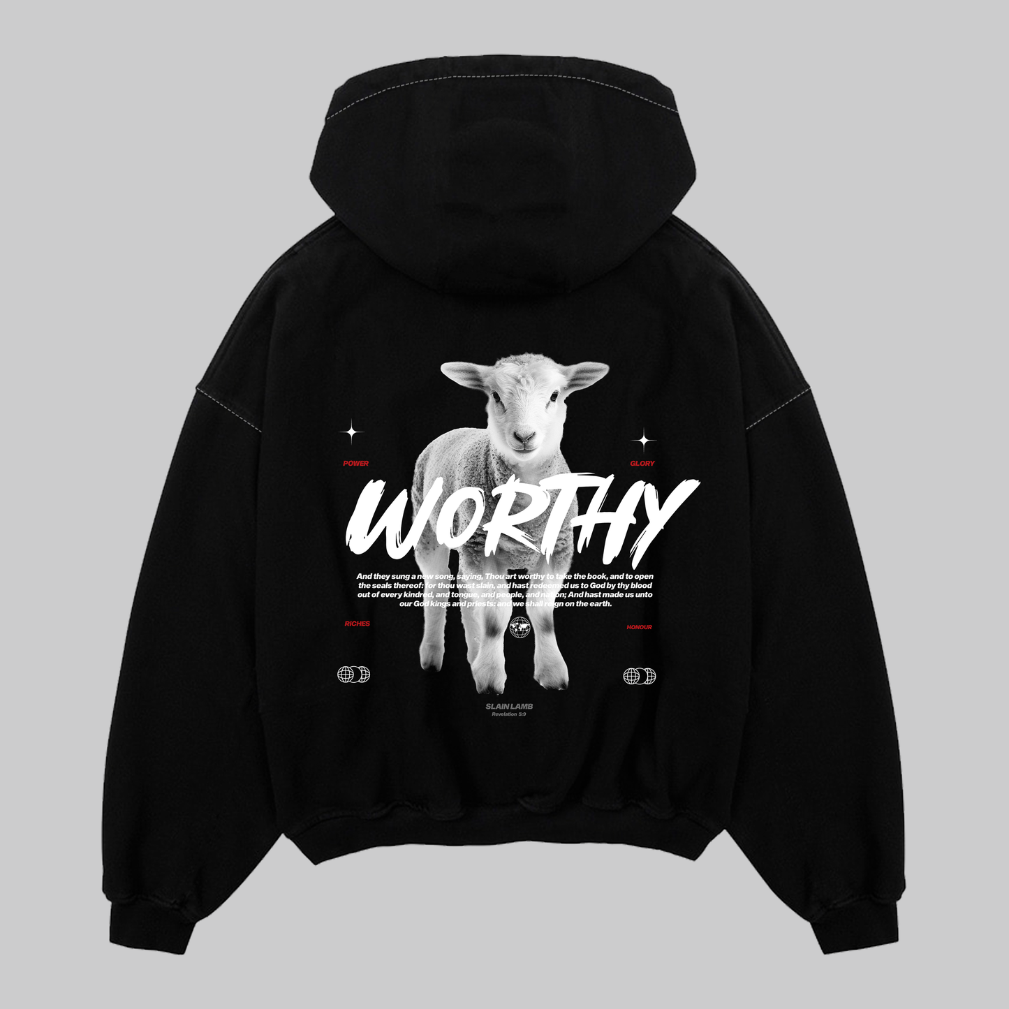 Hoodie Boxy Zip up negro WORTHY