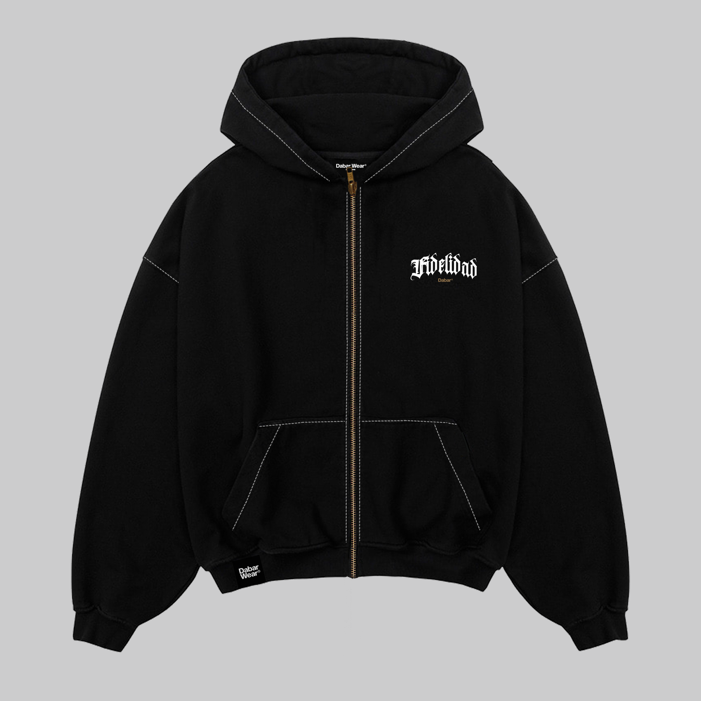 Hoodie Boxy Zip up negro FIDELIDAD