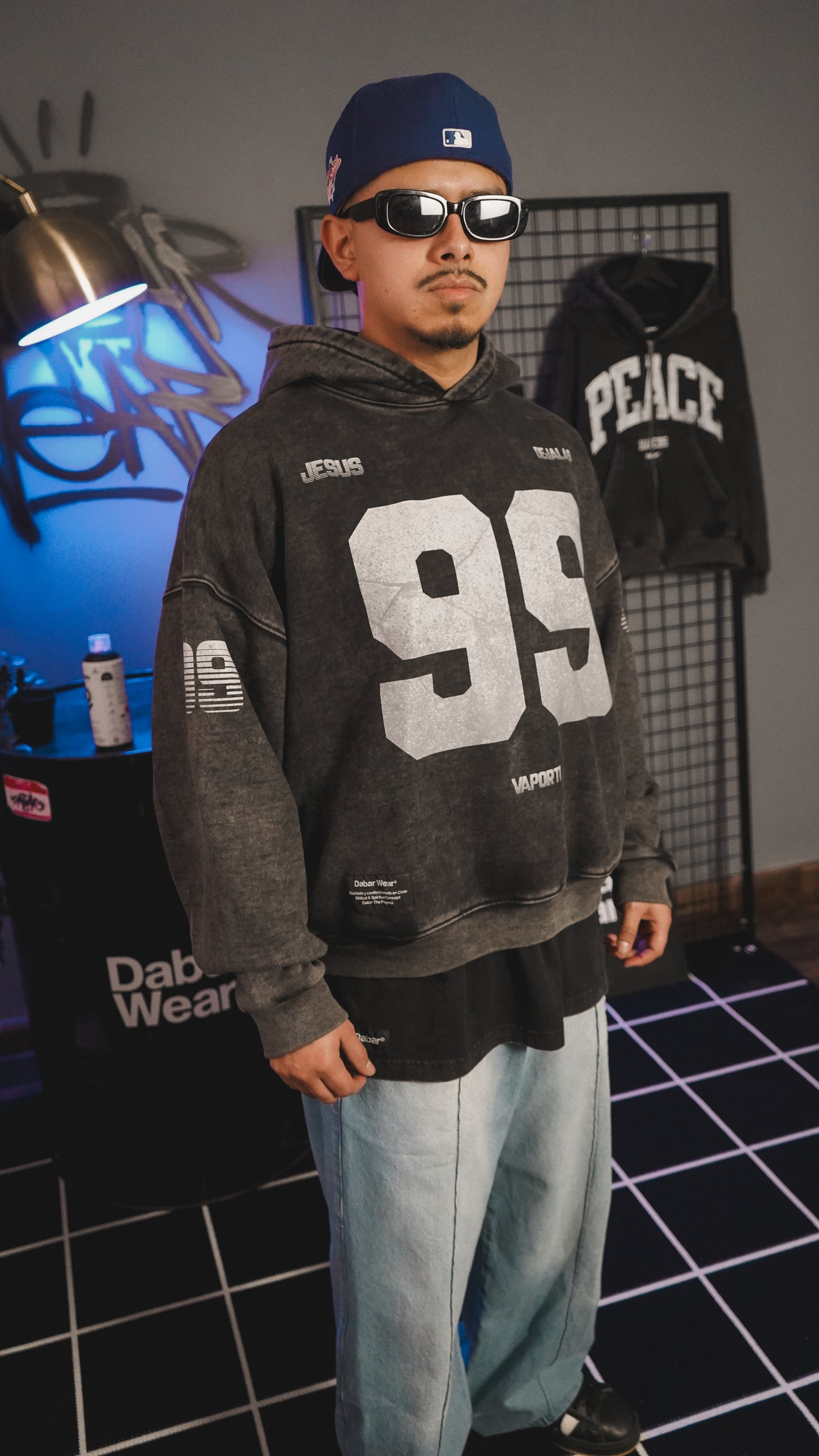 Hoodie Pocketless Stonewash SILVER HEAVYWEIGHT "99" (Fit Oversize)