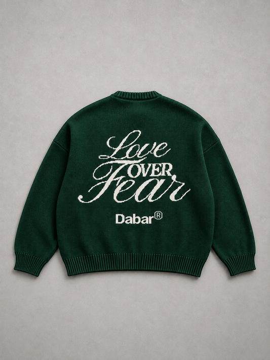 Sweater Green Forest HEAVYWEIGHT "LOVE OVER FEAR" (Fit oversize)