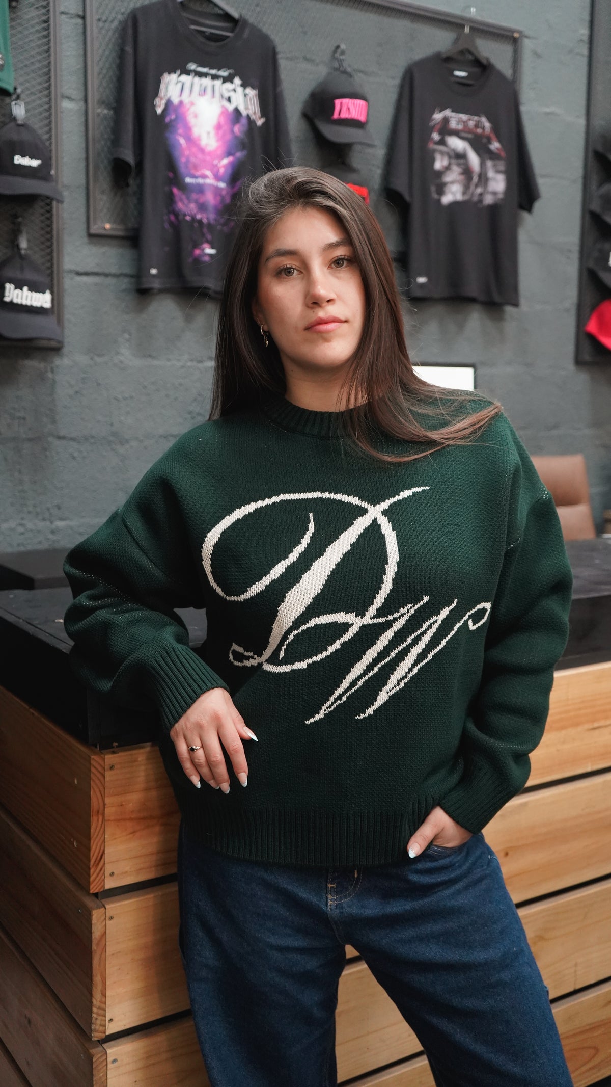 Sweater Green Forest HEAVYWEIGHT "LOVE OVER FEAR" (Fit oversize) (copia)
