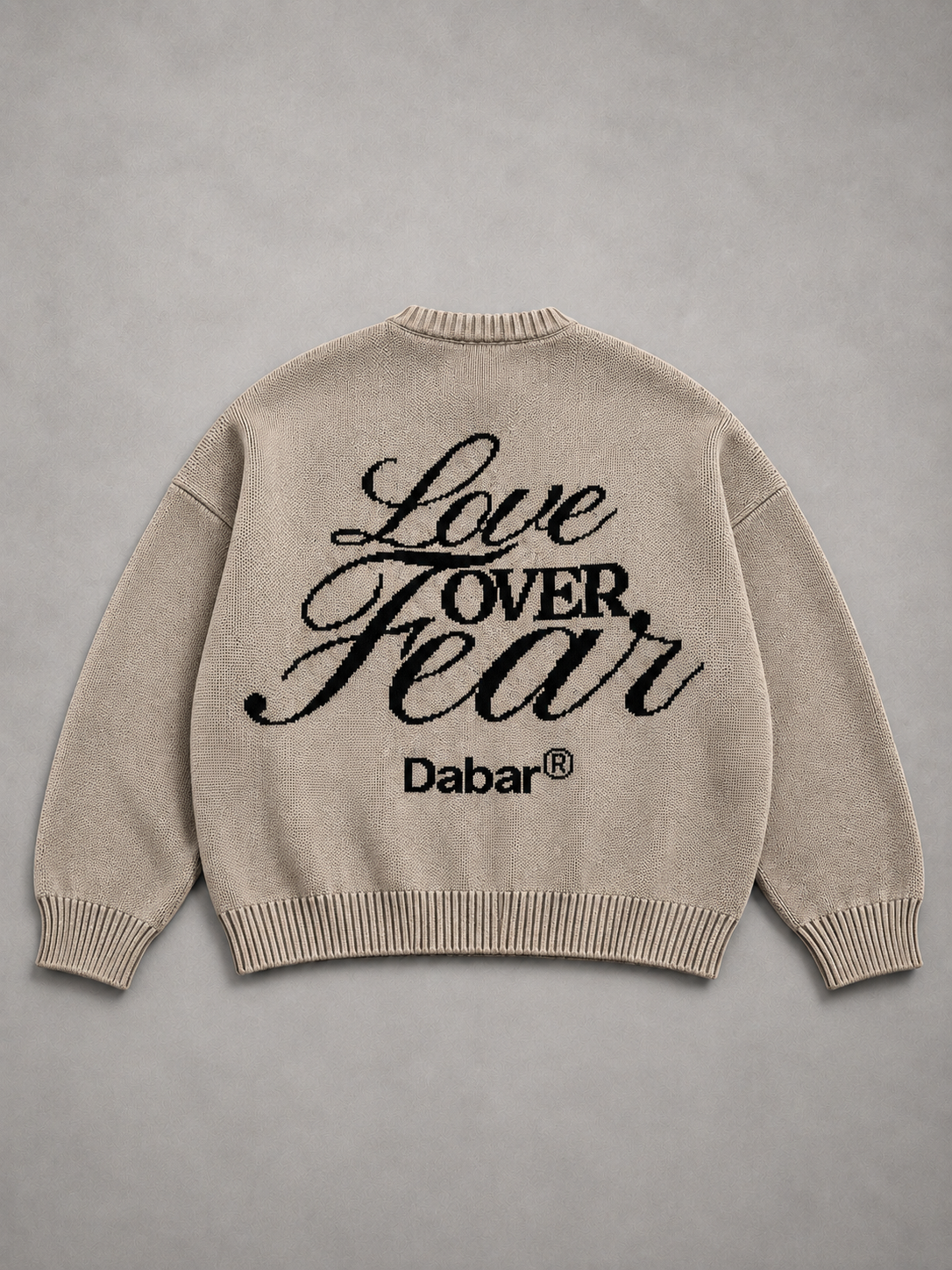 Sweater Beige HEAVYWEIGHT "LOVE OVER FEAR" (Fit oversize)