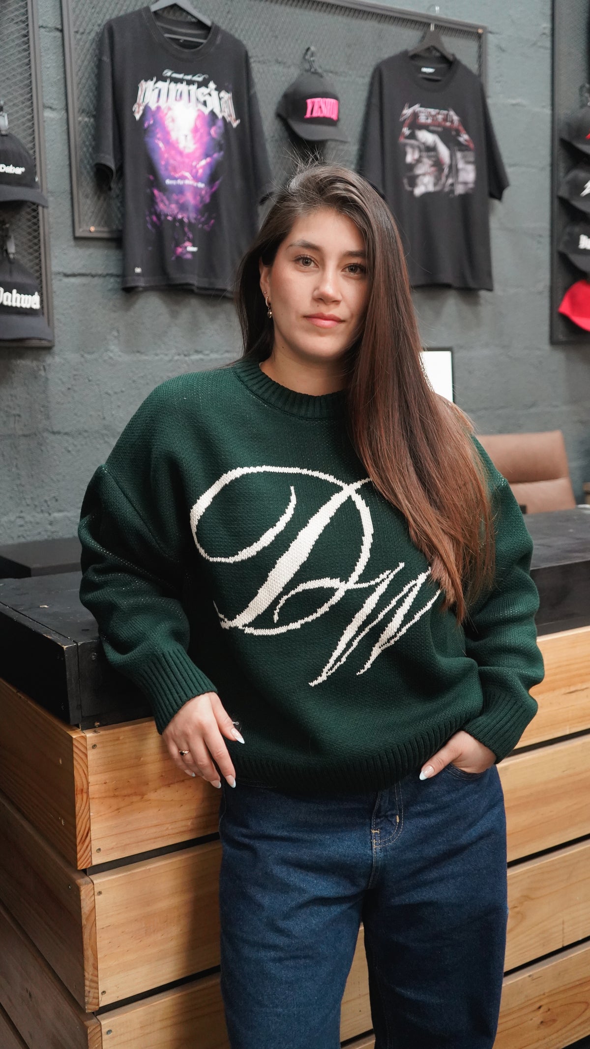 Sweater Green Forest HEAVYWEIGHT "LOVE OVER FEAR" (Fit oversize) (copia)