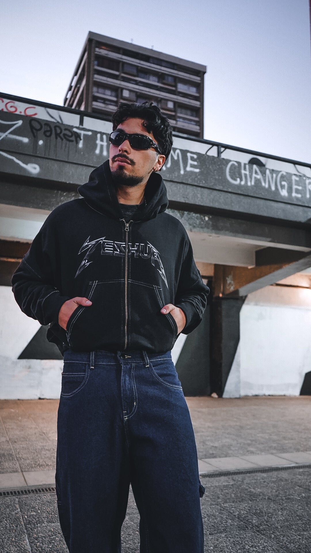 Hoodie Boxy Zipup Stonewash Distressed ISAIAS 53 (unisex)