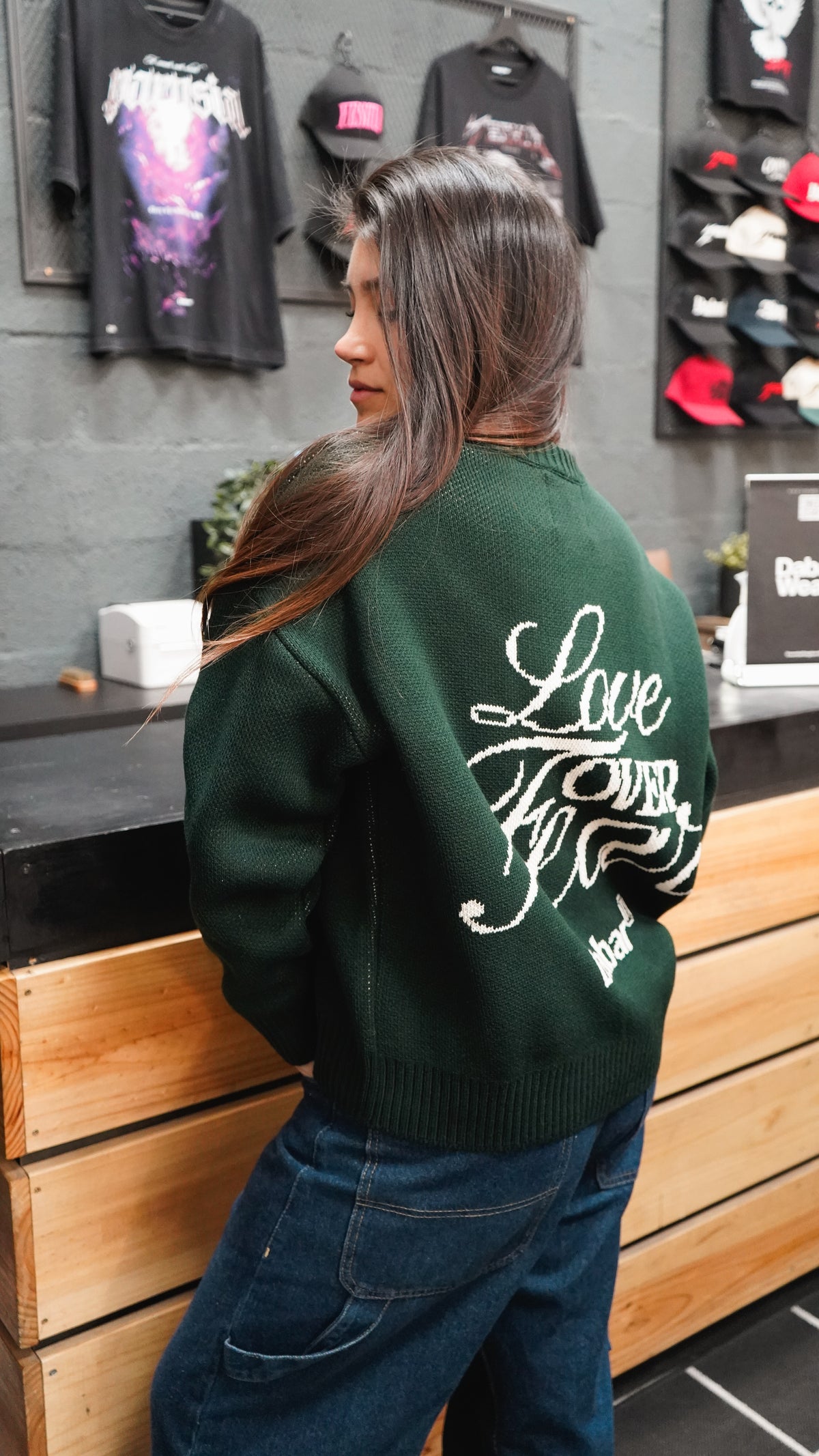 Sweater Green Forest HEAVYWEIGHT "LOVE OVER FEAR" (Fit oversize) (copia)