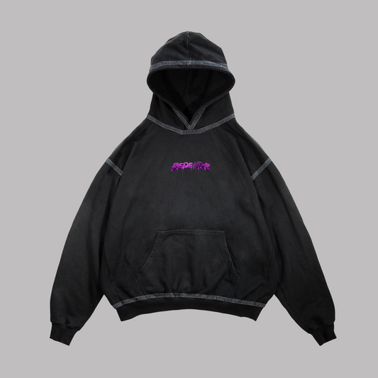 Hoodie Boxy fit costuras en blanco REDENTOR negro