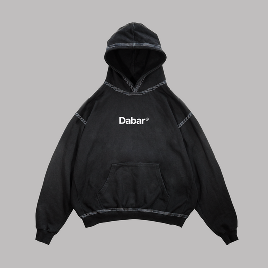 Hoodie Boxy fit costuras en blanco HOLY SPIRIT negro