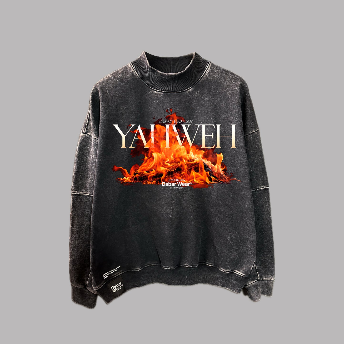 Crewneck Acid Wash YAHWEH Black