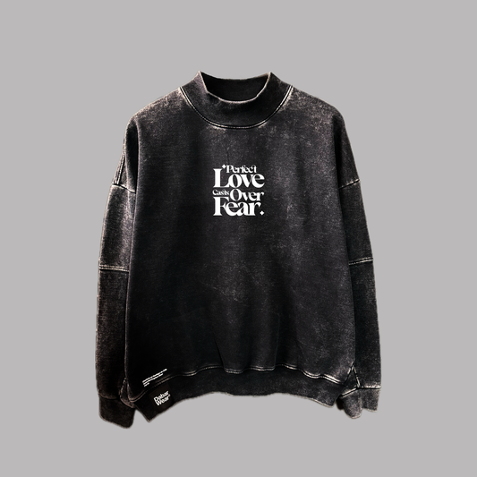Crewneck acis wash relaxed PERFECT LOVE Black