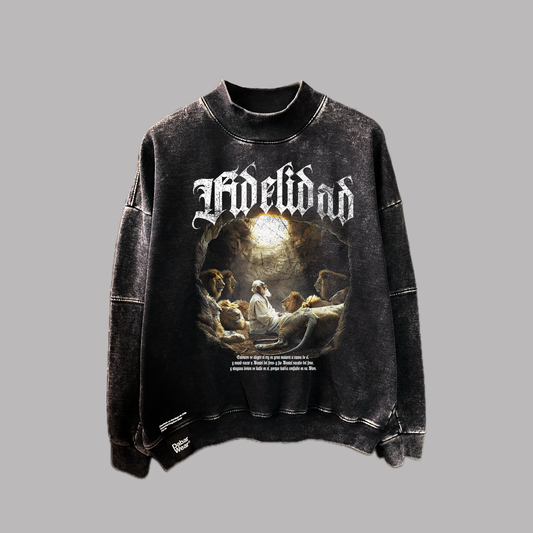 Crewneck acis wash relaxed FIDELIDAD Black