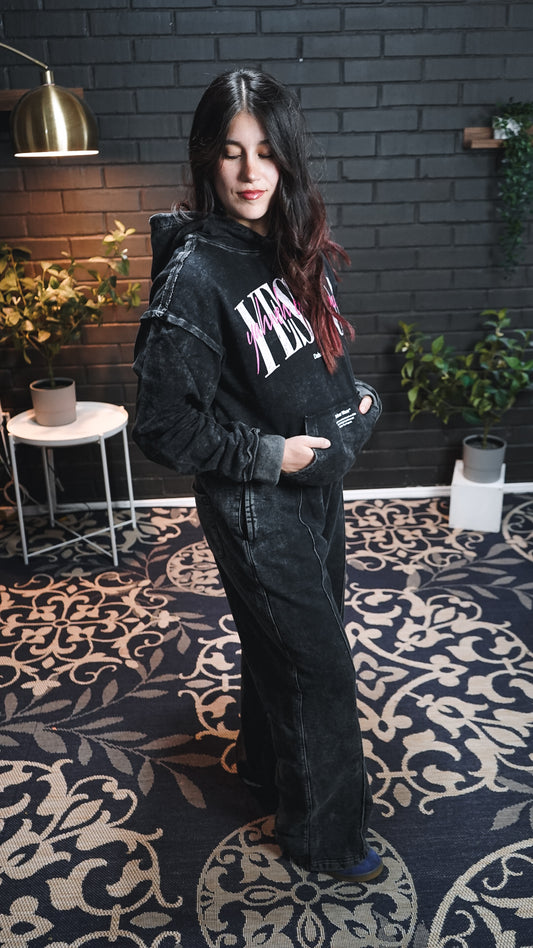 Hoodie Distressed Relaxed YESHUA PINK + Baggy Pant Dabar