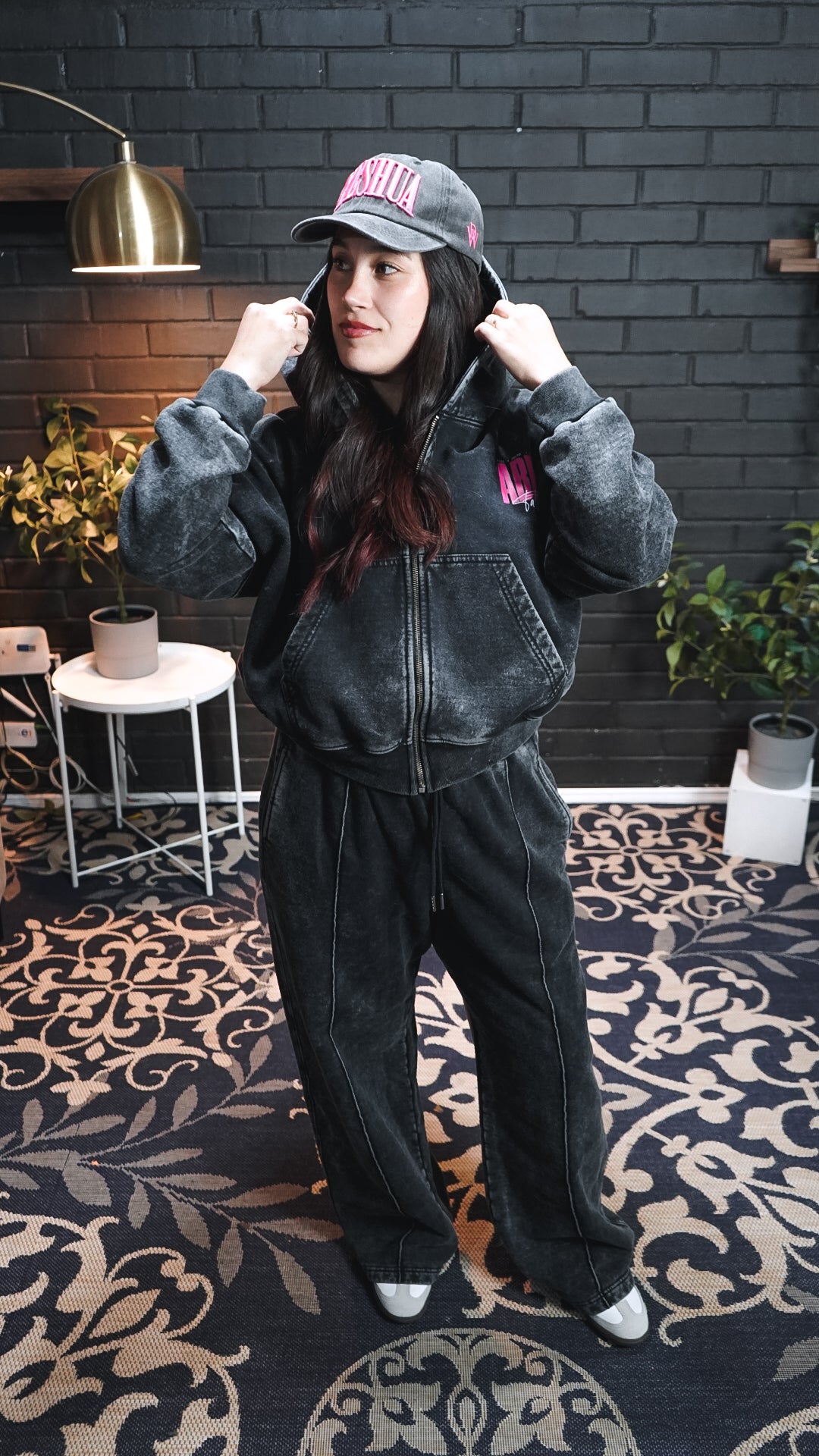 Hoodie Boxy Zipup ABBA PINK + Baggy Pant Dabar