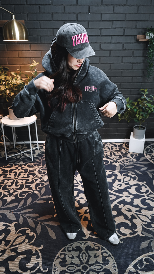 Hoodie Boxy Zipup YESHUA PINK + Baggy Pant Dabar