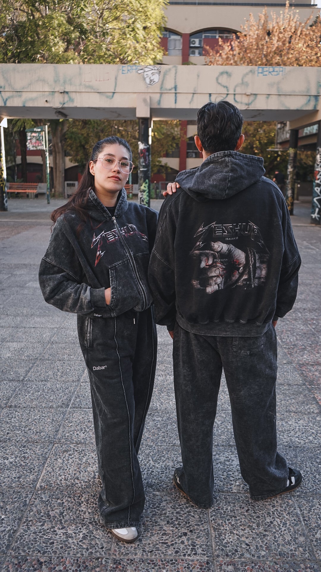 Hoodie Boxy Zipup Stonewash Distressed ISAIAS 53 (unisex)