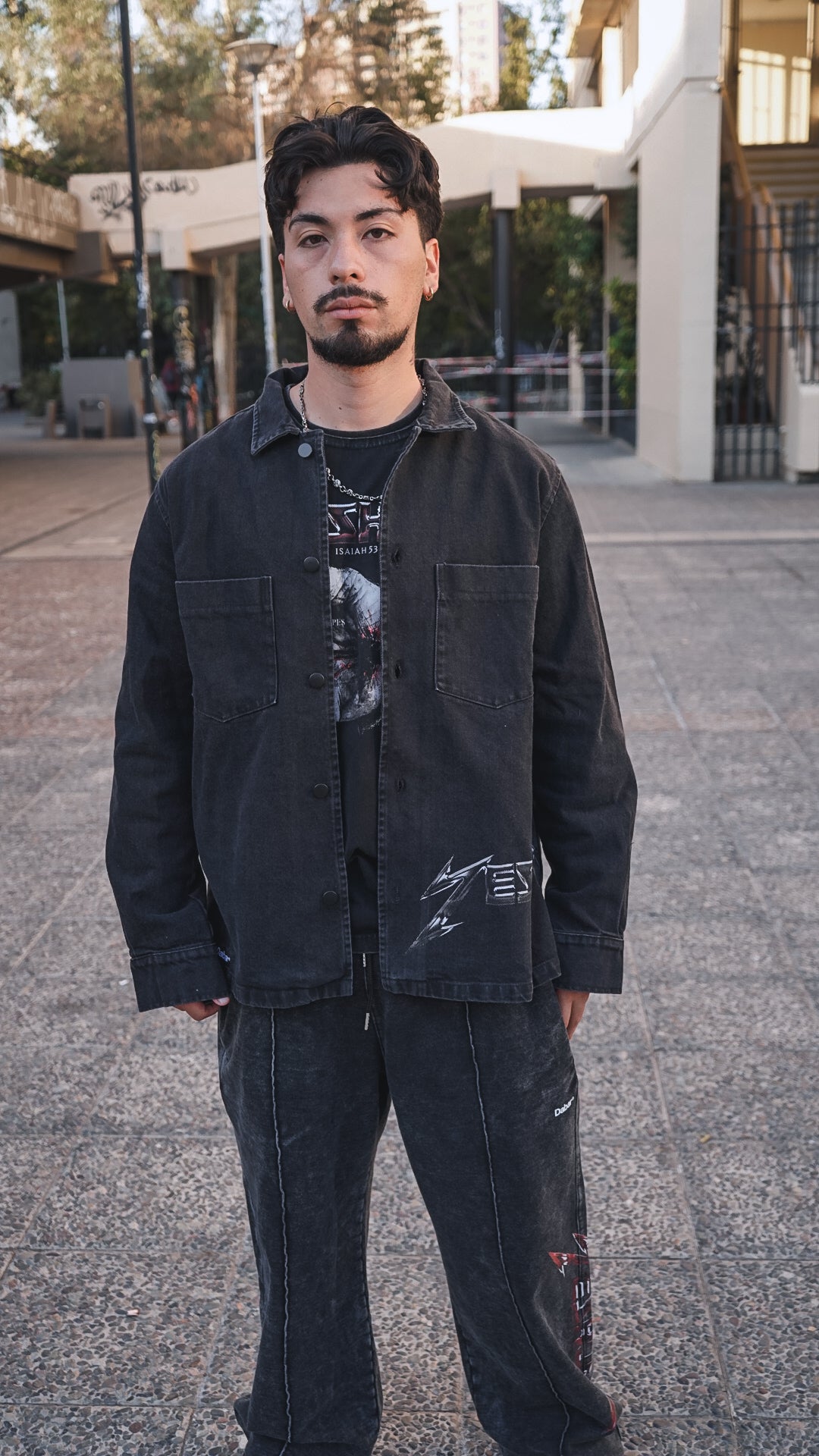 Overshirt Jeans negro lavado Relaxed Fit "ISAIAS 53" (UNISEX)