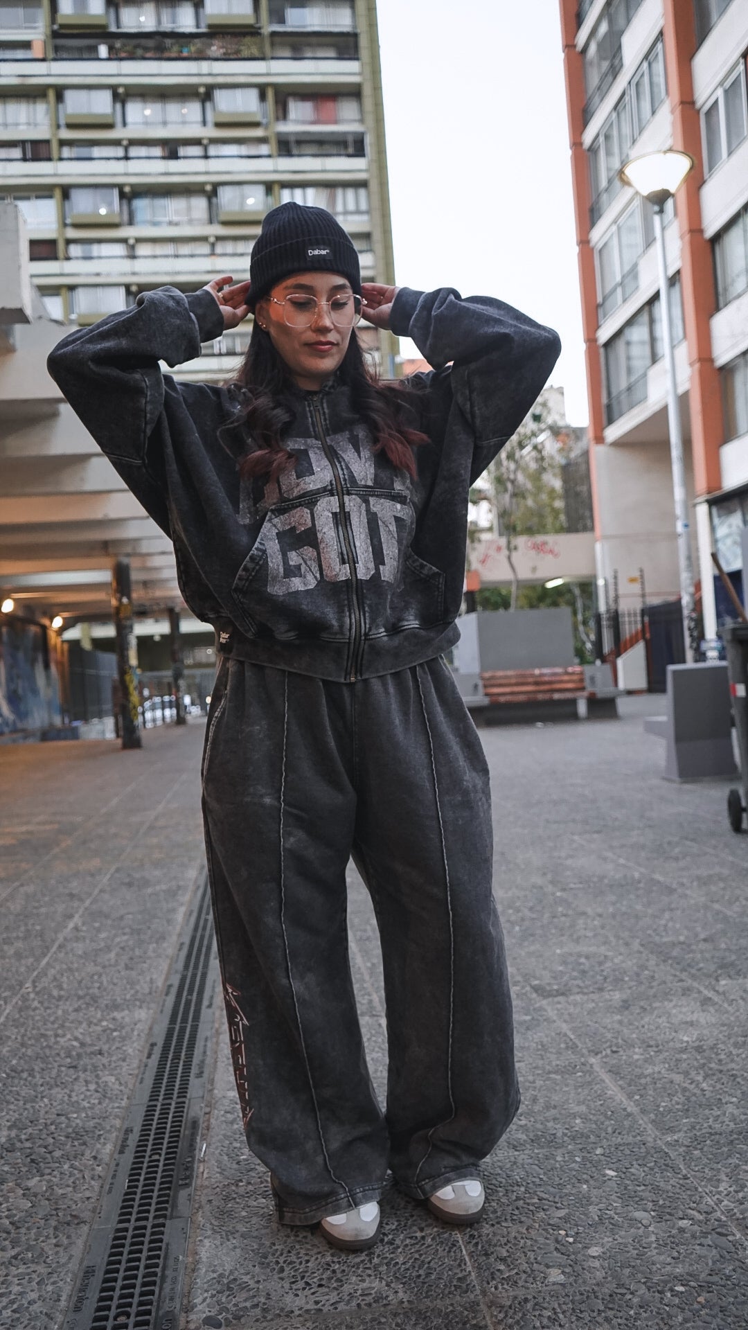 Hoodie Boxy Zipup Stonewash Distressed "LOVE GOD" (unisex)