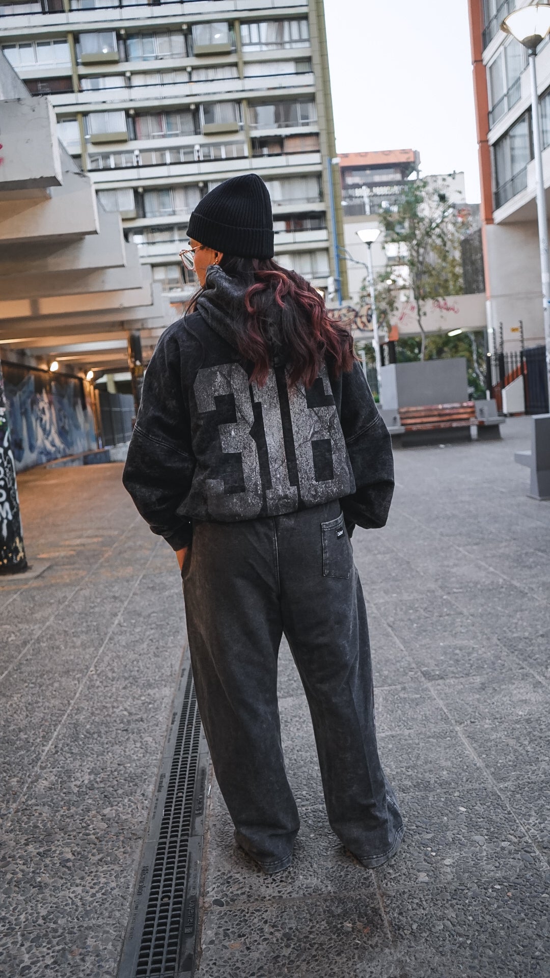 Hoodie Boxy Zipup Stonewash Distressed "LOVE GOD" (unisex)