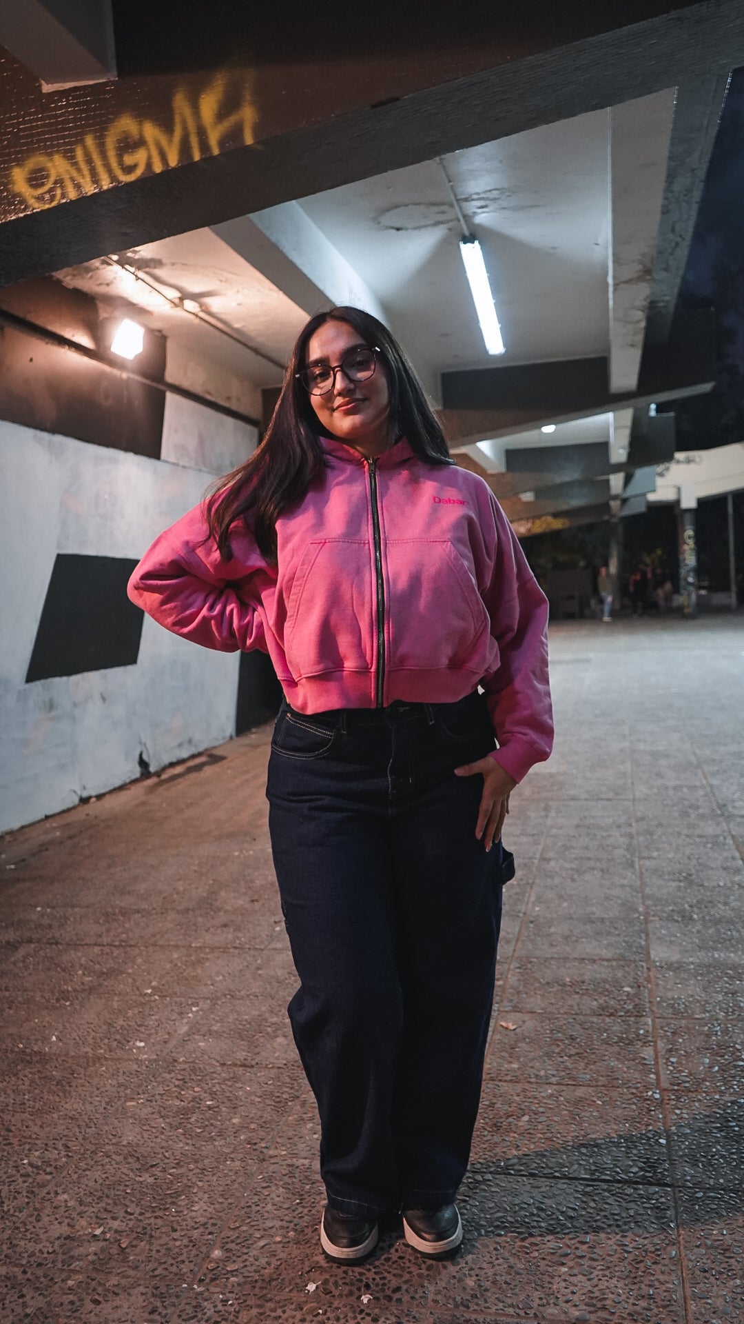 Hoodie Boxy Zipup Stonewash PINK "JESUS IS LOVE"