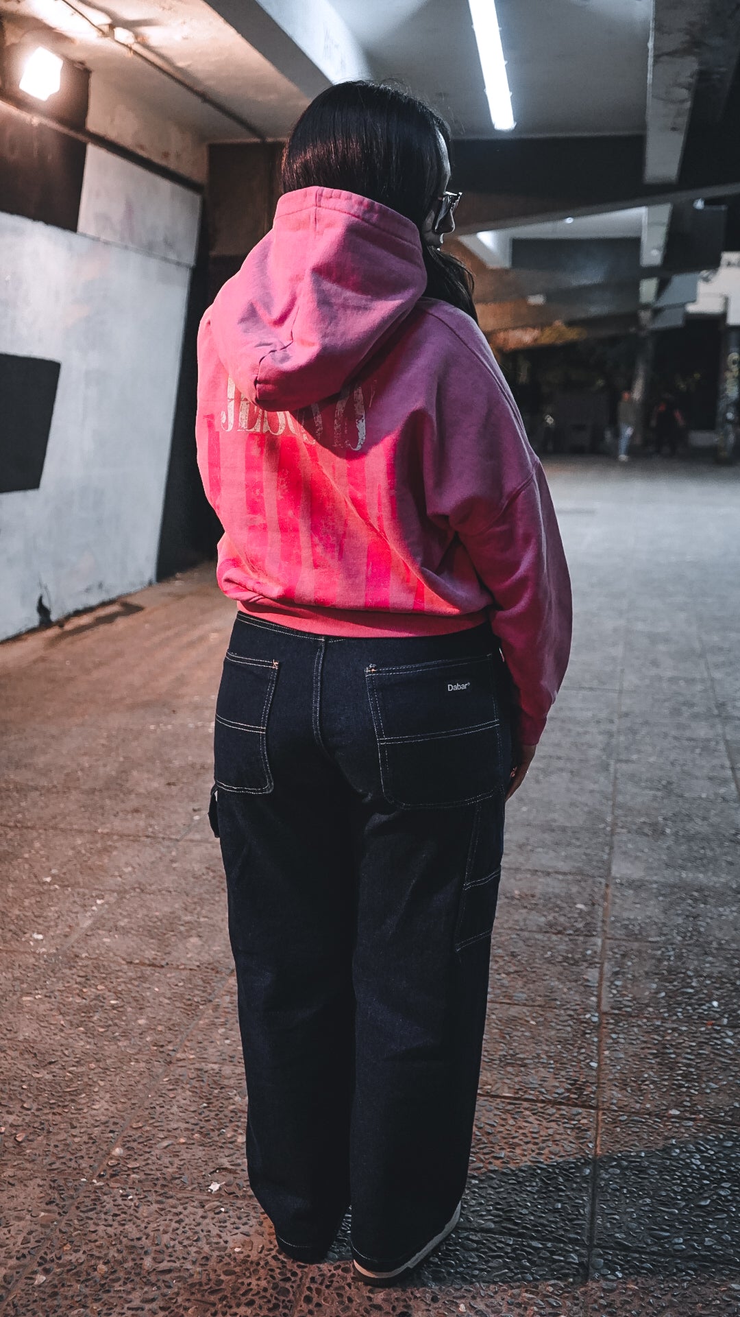 Hoodie Boxy Zipup Stonewash PINK "JESUS IS LOVE"