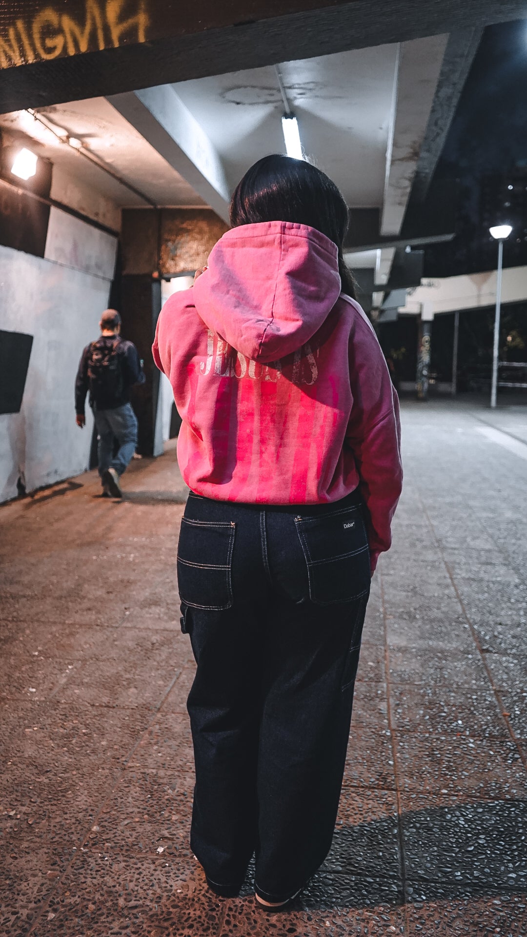 Hoodie Boxy Zipup Stonewash PINK "JESUS IS LOVE"