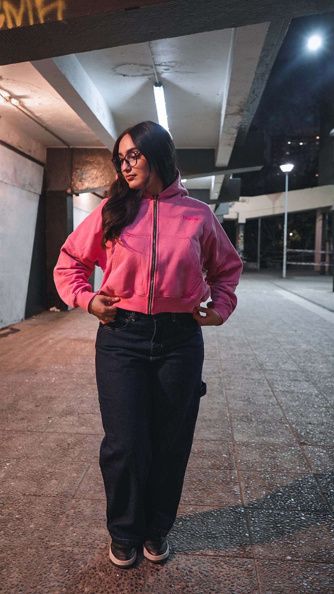 Hoodie Boxy Zipup Stonewash PINK "JESUS IS LOVE"