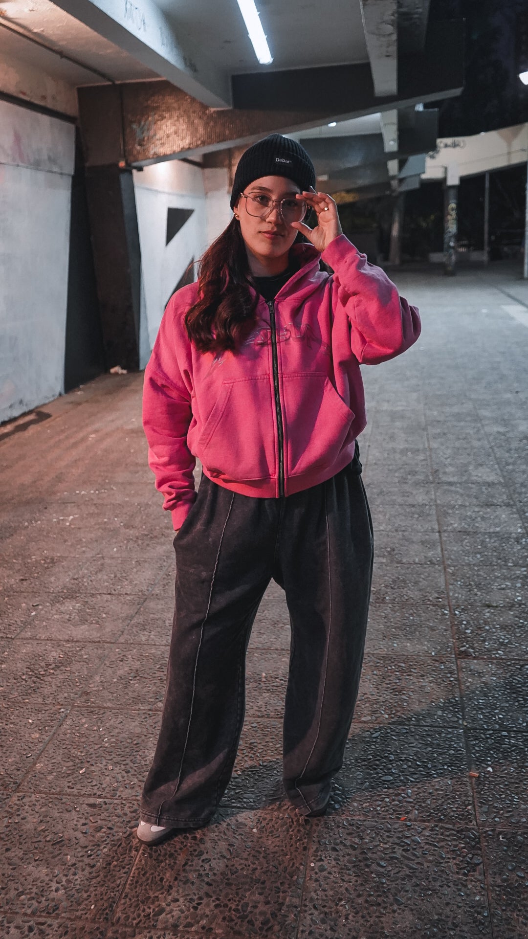 Hoodie Boxy Zipup Stonewash PINK "ISAIAS 53"