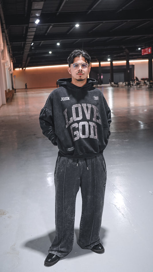 HOODIE HEAVYWEIGHT STONEWASH LOVE GOD (ALTO GRAMAJE 400 gsm)